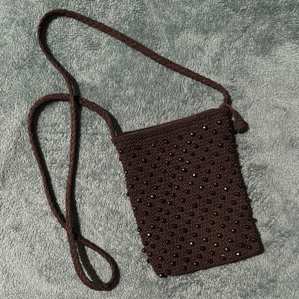 Elegant Black Beaded Crossbody Bag